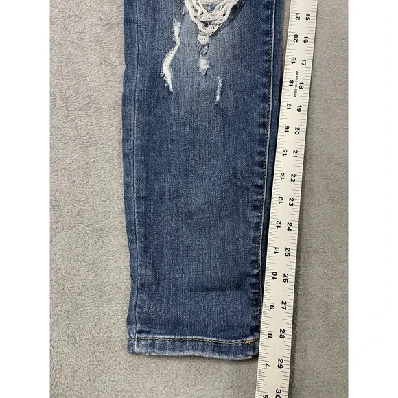 Judy Blue Jeans Womens 15/32 Blue Medium Wash Skinny Mid Rise Leopard Patches - Picture 5 of 11